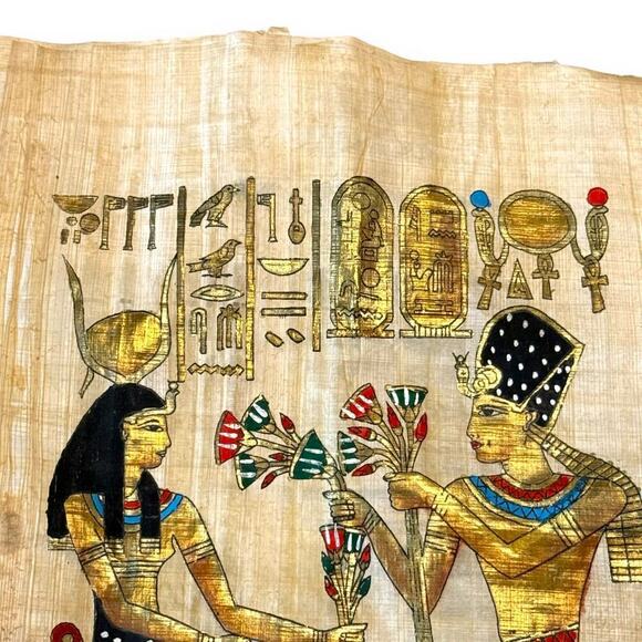Vintage Egyptian Papyrus The Eternal Tribute Ramses II Goddess Isis Signed - Picture 6 of 11